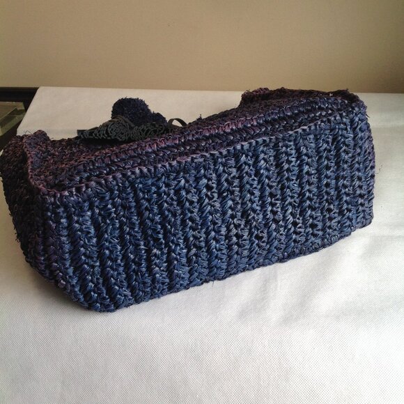 Loeffler Randall Blue Purple Ombre Straw Travel Tote Bag w/ Tassels - Picture 10 of 16